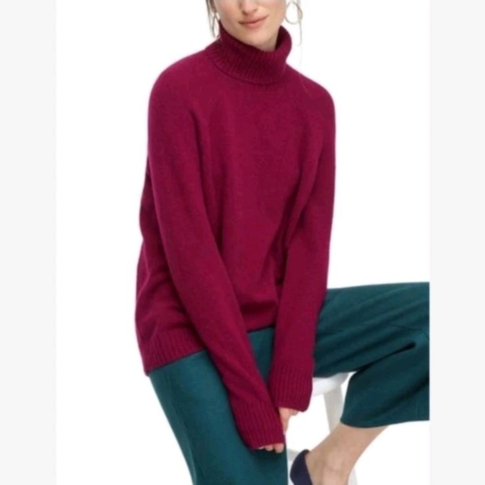 J. Crew Plum Purple Super Soft Yarn Wool Alpaca Turtleneck‎ Sweater Size Small